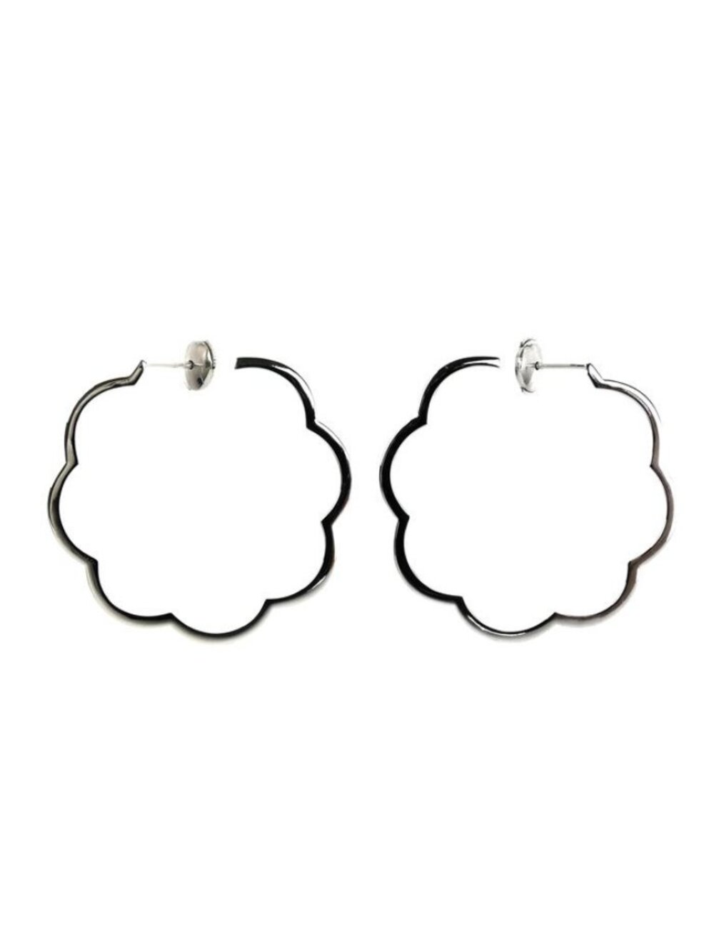 Chanel 18K White Gold Camellia Earrings